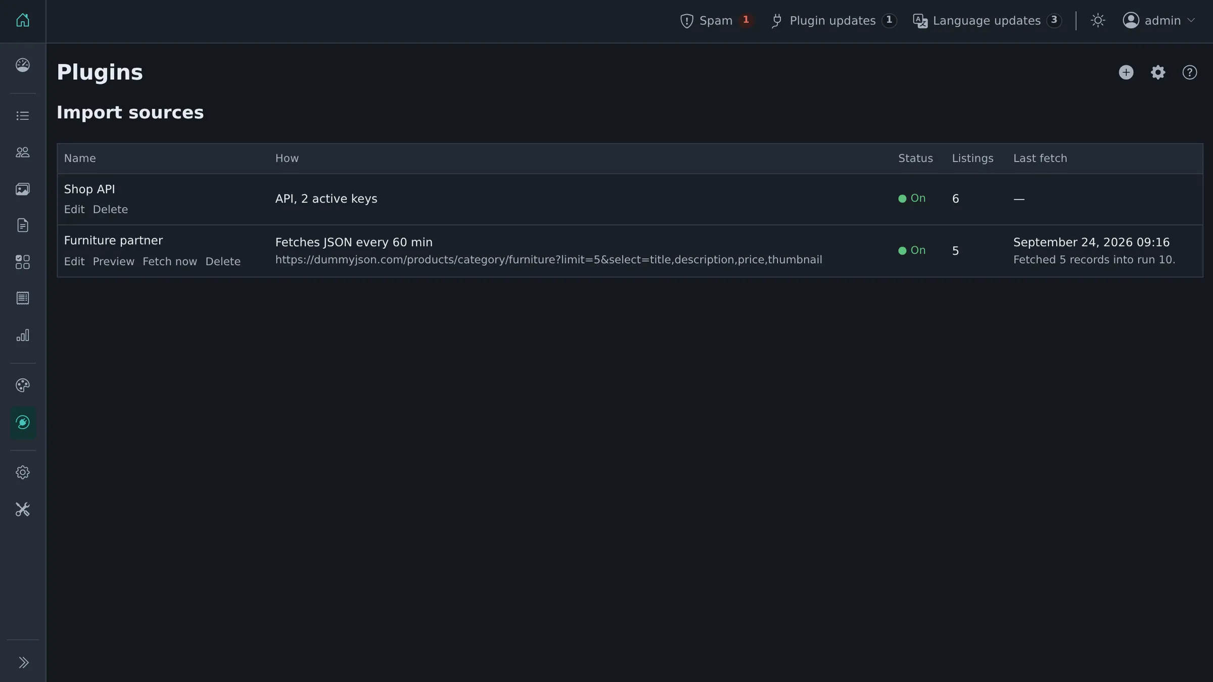 Sources: partners who send listings, and feeds this site fetches