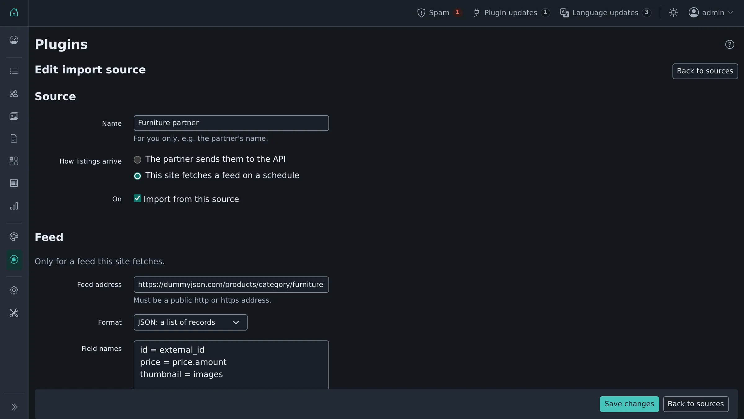 Fetch a JSON, CSV or RSS feed on a schedule