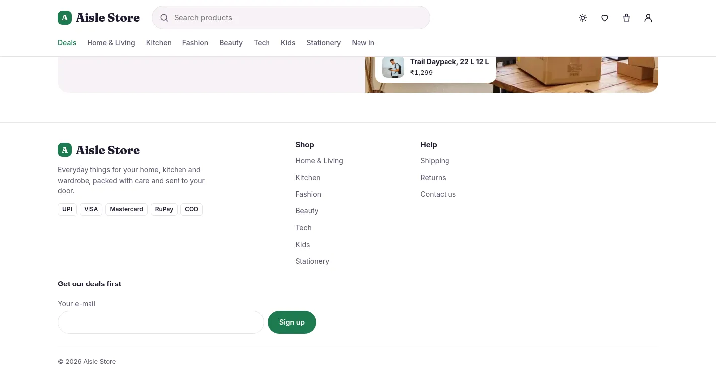 The sign-up widget in a theme footer