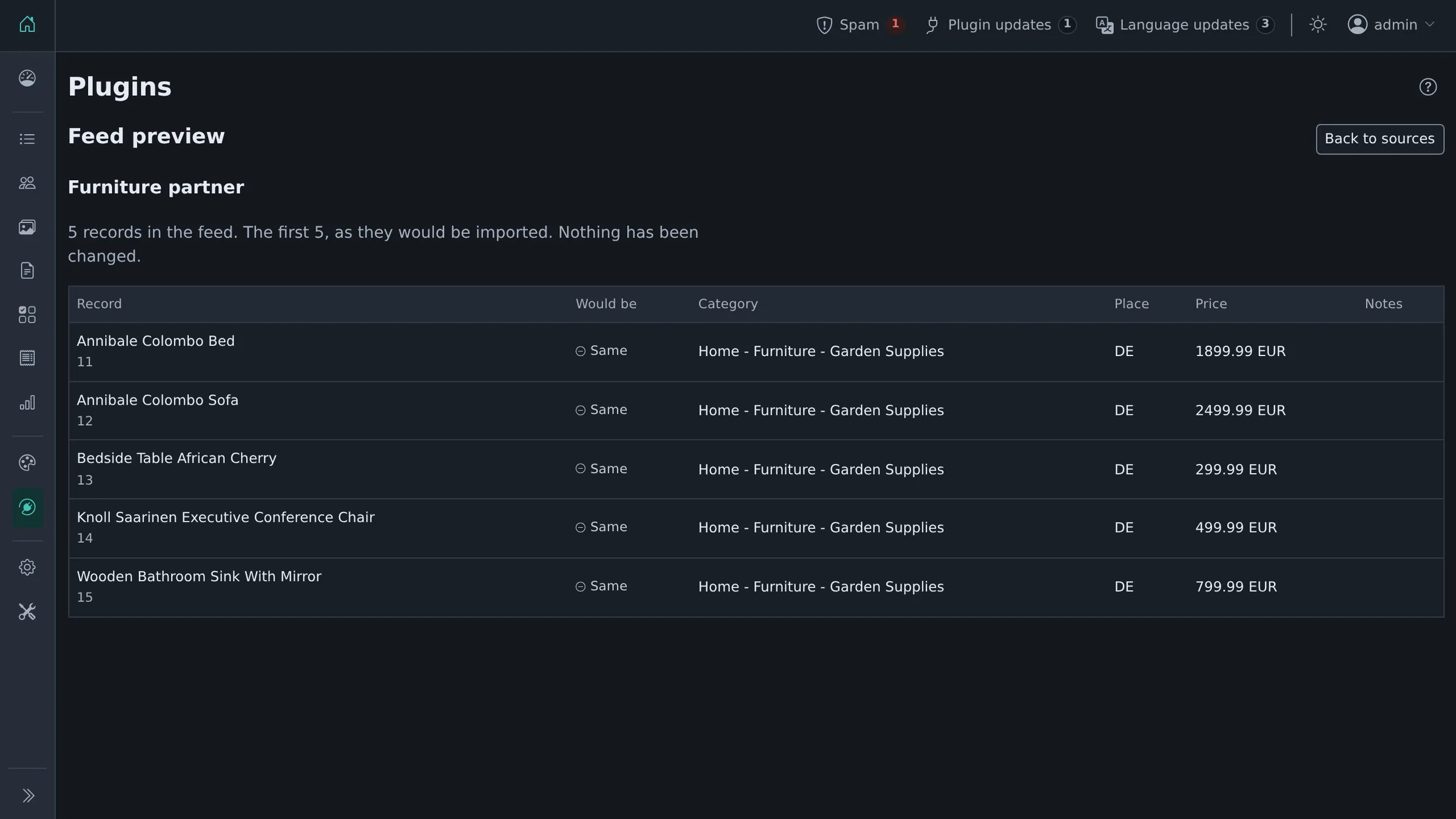 Preview a feed before it changes anything