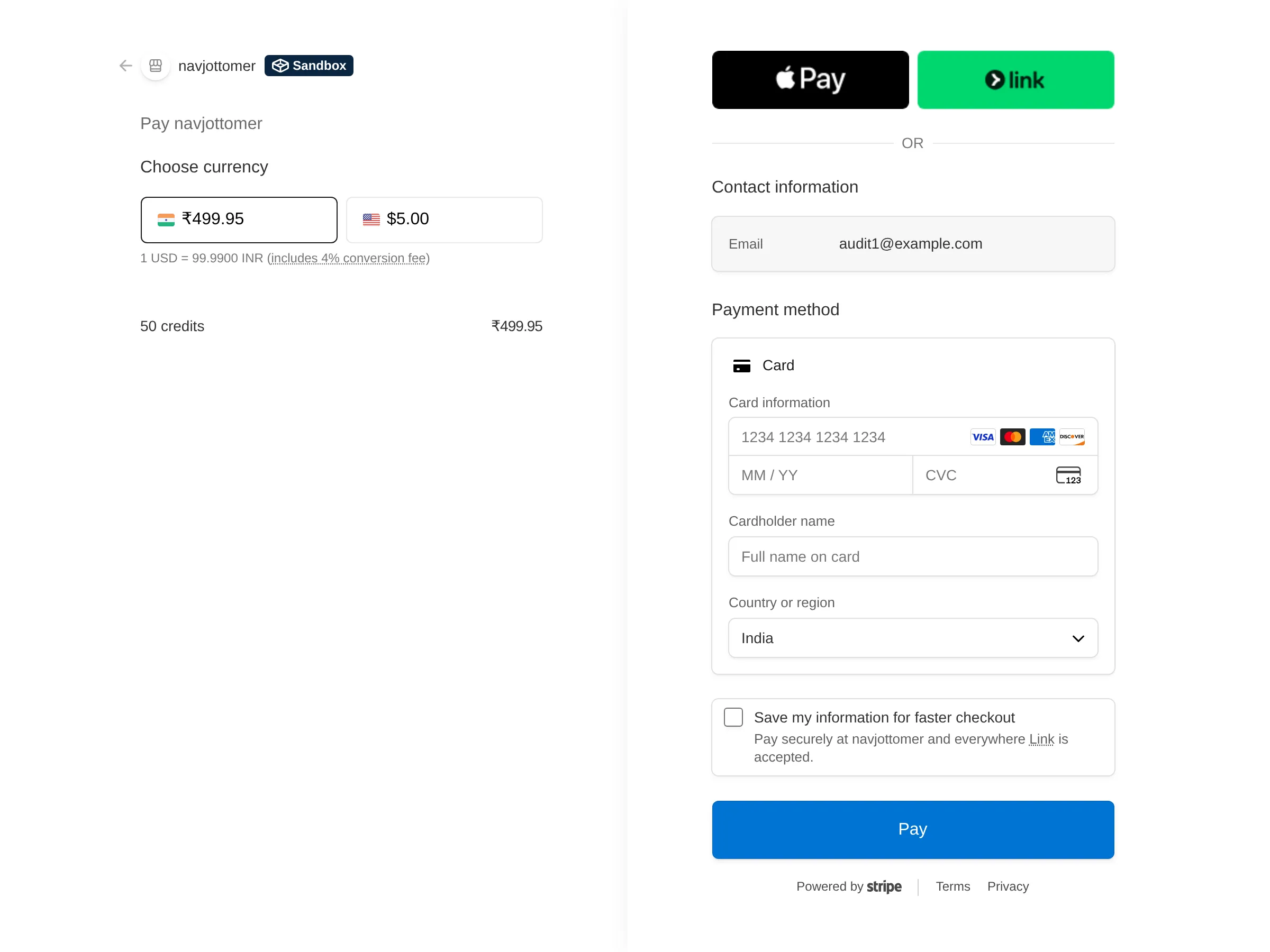Buyers pay on Stripe's own page; no card data touches the site